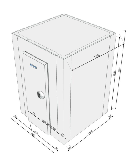 Kühlraum 1560x1560x2200H, Dicke 80mm