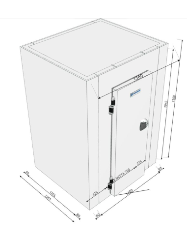 Chambre froide 1365x1560x2200H épaisseur 80mm