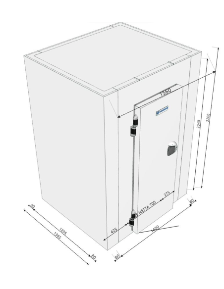 Chambre froide 1365x1560x2200H épaisseur 80mm