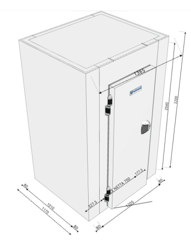Kühlraum 1170x1365x2200H, Dicke 80mm
