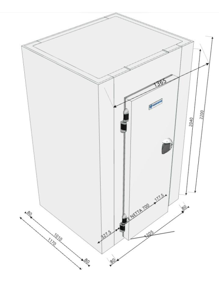 Kühlraum 1170x1365x2200H, Dicke 80mm