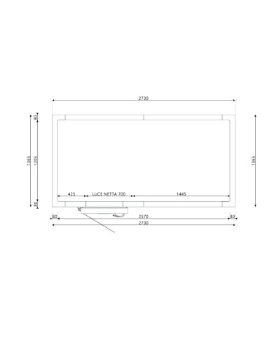 Chambre froide 1365x2730x2200H épaisseur 80mm