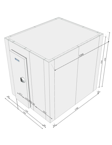 Chambre froide 1950x2340x2200H épaisseur 80mm