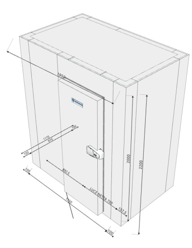 Cold room 1170x1950x2200H thickness 100 mm