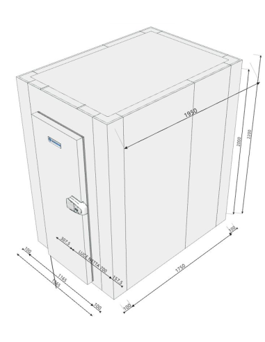 Chambre froide 1365x1950x2200H épaisseur 100 mm