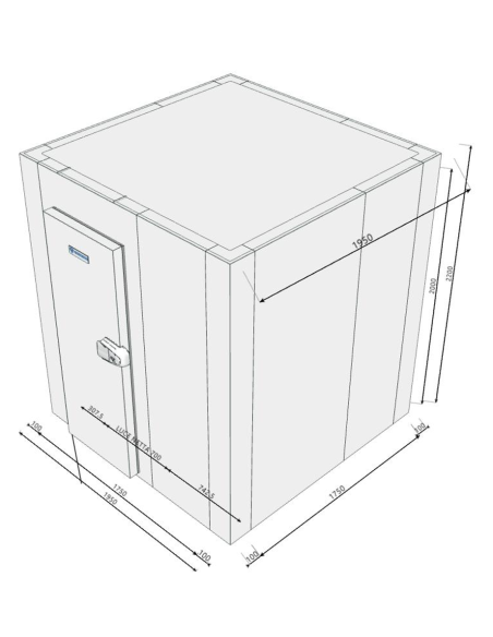 Chambre froide 1950x1950x2200H épaisseur 100 mm