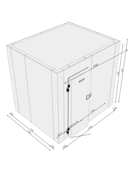 Chambre froide 1950x2340x2200H épaisseur 100 mm