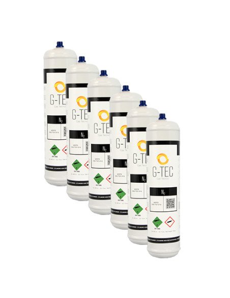 6x Cilindro de nitrógeno G-NITROGEN de 0,95 litros. / 0,105 m3 (105 litros)