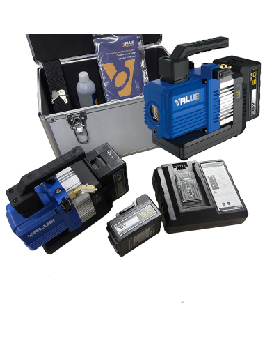 VALUE VRP-2DLi two-stage battery-powered vacuum pump (2 batteries included) flow rate 57 litres/minute