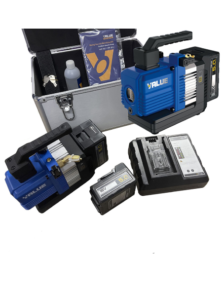 VALUE VRP-2DLi two-stage battery-powered vacuum pump (2 batteries included) flow rate 57 litres/minute
