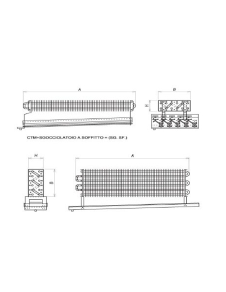 EVAPORATORE STATICO PER CELLA FRIGO 1100X400X140 mm