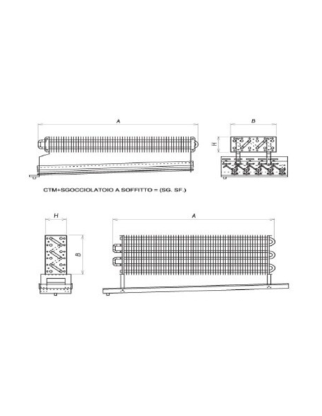 EVAPORATORE STATICO PER CELLA FRIGO 1300X600X140 mm