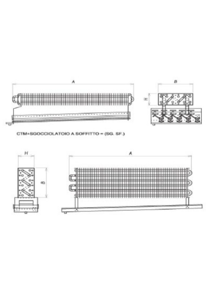 EVAPORATORE STATICO PER CELLA FRIGO 1500X400X140 mm
