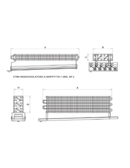 EVAPORATORE STATICO PER CELLA FRIGO 1900X1000X140 mm