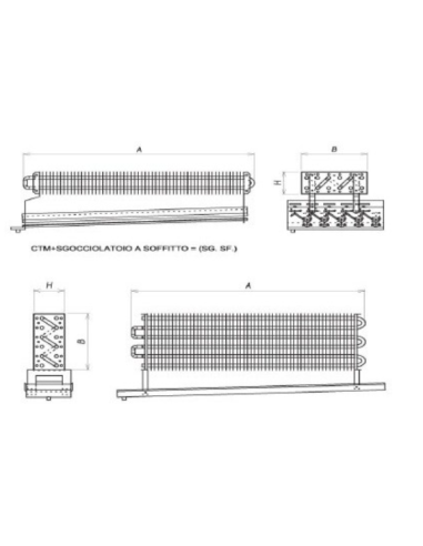 STATISCHER VERDAMPFER FÜR KÜHLRAUM 2100X300X140 mm