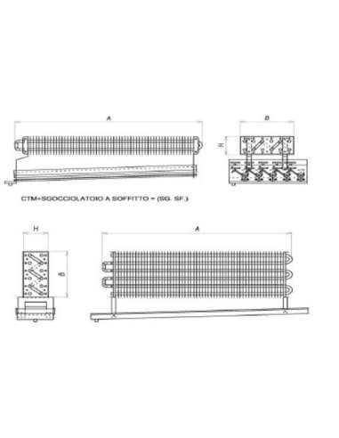STATISCHER VERDAMPFER FÜR KÜHLRAUM 2100X400X140 mm
