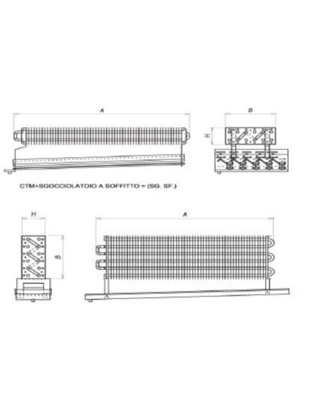ÉVAPORATEUR STATIQUE POUR CHAMBRE FROIDE 2100X400X140 mm