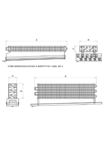 STATISCHER VERDAMPFER FÜR KÜHLRAUM 2100X600X140 mm