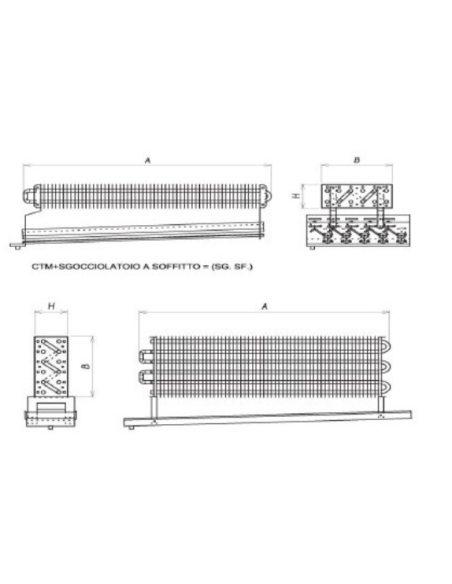 STATISCHER VERDAMPFER FÜR KÜHLRAUM 2100X600X140 mm