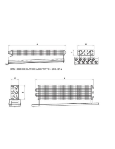 STATIC EVAPORATOR FOR COLD ROOM 2100X800X155 mm