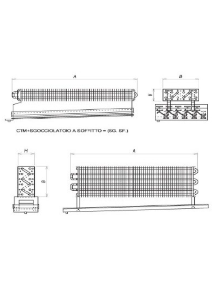 STATISCHER VERDAMPFER FÜR KÜHLRAUM 2300X300X140 mm
