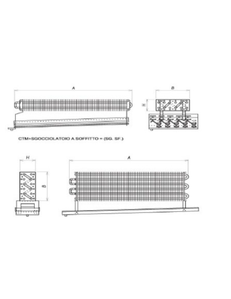 EVAPORADOR ESTÁTICO PARA CÁMARA FRIGORÍFICA 2300X800X155 mm