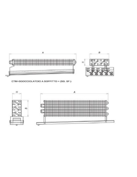 STATISCHER VERDAMPFER FÜR KÜHLRAUM 2500X300X140 mm