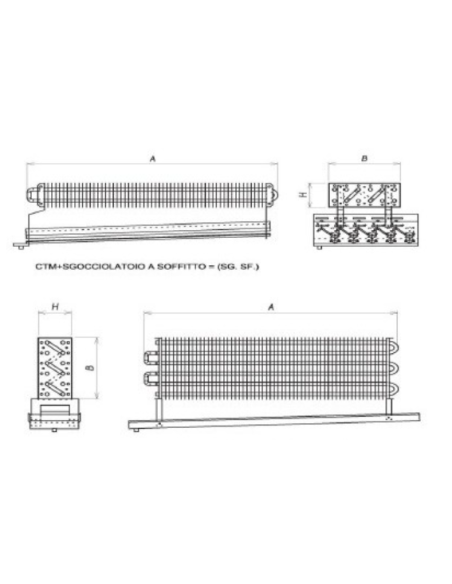 STATISCHER VERDAMPFER FÜR KÜHLRAUM 2500X400X140 mm