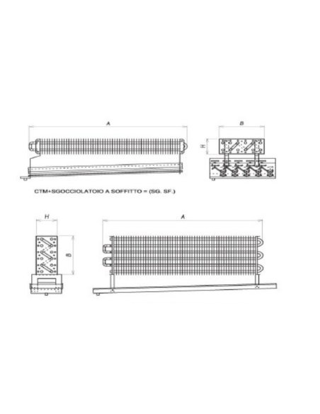 EVAPORATORE STATICO PER CELLA FRIGO 2500X800X155 mm