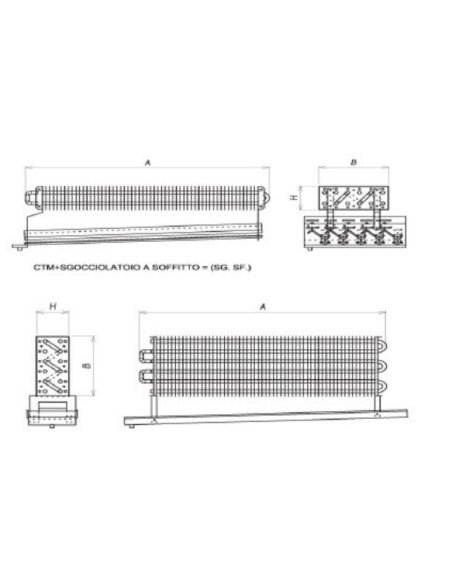 EVAPORATORE STATICO PER CELLA FRIGO 2700X4000X140 mm