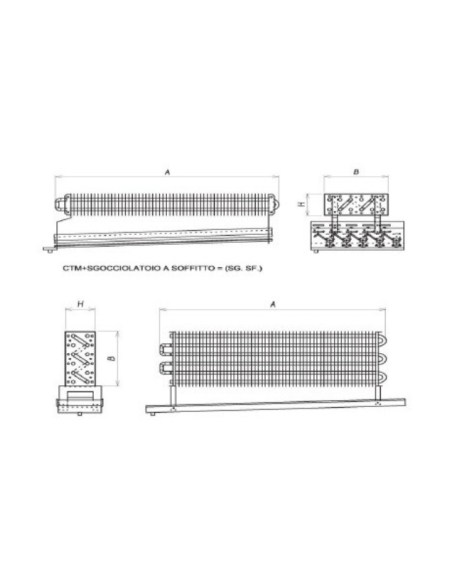 EVAPORATORE STATICO PER CELLA FRIGO 2700X800X155 mm
