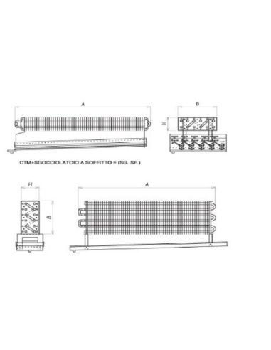 STATISCHER VERDAMPFER FÜR KÜHLRAUM 2900X600X140 mm