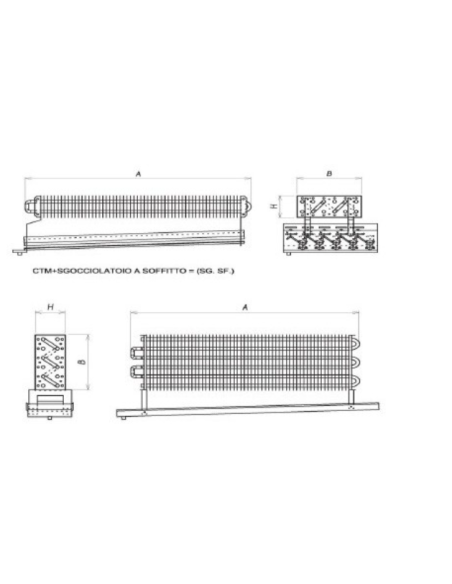 EVAPORATORE STATICO PER CELLA FRIGO 2900X600X140 mm