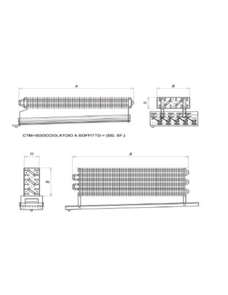 ÉVAPORATEUR STATIQUE POUR CHAMBRE FROIDE 3100X1000X140 mm