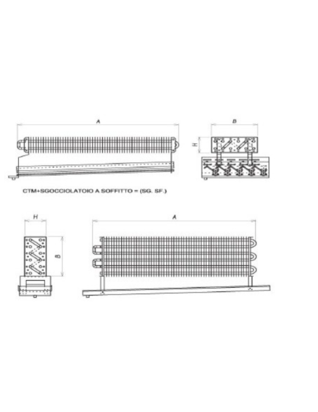 EVAPORATORE STATICO PER CELLA FRIGO 3100X300X140 mm