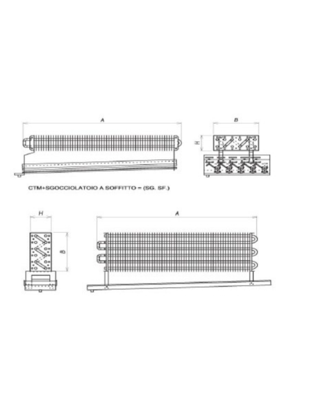 EVAPORATORE STATICO PER CELLA FRIGO 3100X800X155 mm