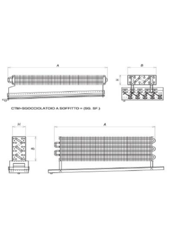 EVAPORATORE STATICO PER CELLA FRIGO 900X400X140 mm