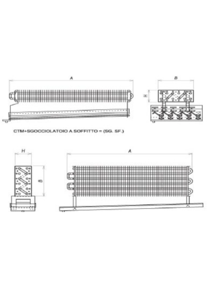 EVAPORATORE STATICO PER CELLA FRIGO 900X600X140 mm