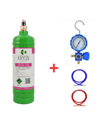 Kit de gaz réfrigérant R410A - 1 L - 0,8 kg - Vanne 5/16