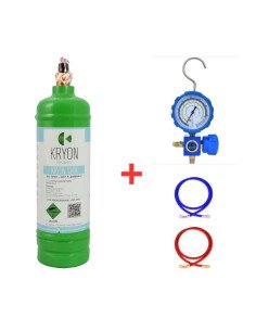 Kit de gaz réfrigérant R134a - 1,1 L - 0,9 kg - Vanne ¼