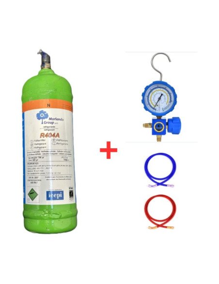 Kit de gas refrigerante R404A - 1,1 l - 0,75 kg - Válvula de ¼ - SUSTITUIDO POR R448A