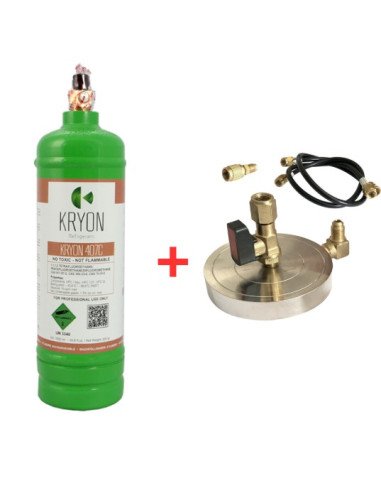 Kit Gas Refrigerante R407C - 1,1 Lt/ 0,85 kg. - valvola ¼ + Supporto Piattello