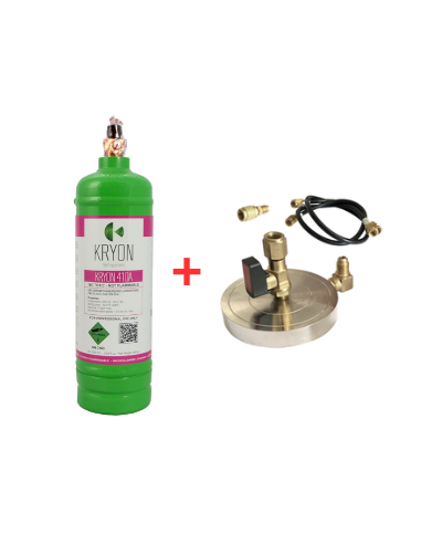R410A Refrigerant Gas Kit - 2.5Lt - 2Kg - 5/16 valve + Plate Support