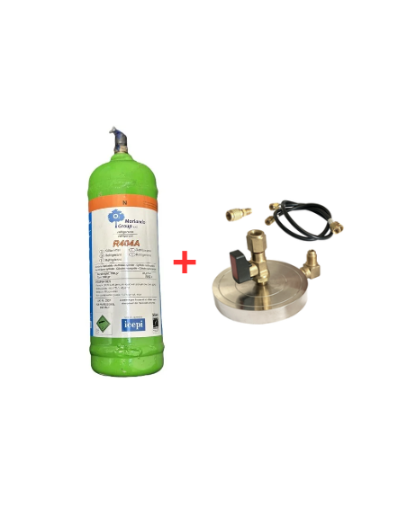R404A Refrigerant Gas Kit - 1.1 Lt - 0.75 kg. - ¼ valve - REPLACED BY R448A + Plate Support