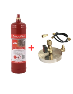 Kit de Gas Refrigerante R1234yf - 1 Lt - 0,8 kg. - Válvula de 1/2" + Soporte de Placa