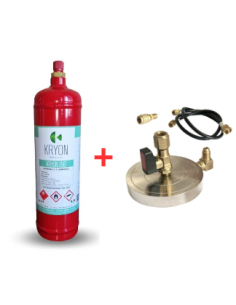 Kit de Gas Refrigerante R290 - 1 Lt - 0,43 kg. - Válvula 7/16" 20 UNEF + Soporte de Placa