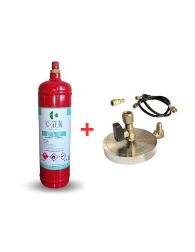 Kit de gaz réfrigérant R290 - 1 L - 0,43 kg - Valve 7/16" 20 UNEF + support de plaque