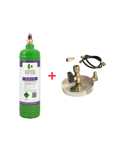 Kit de gaz réfrigérant R417A - 1 L - 0,9 kg - Valve 1/4" + support de plaque
