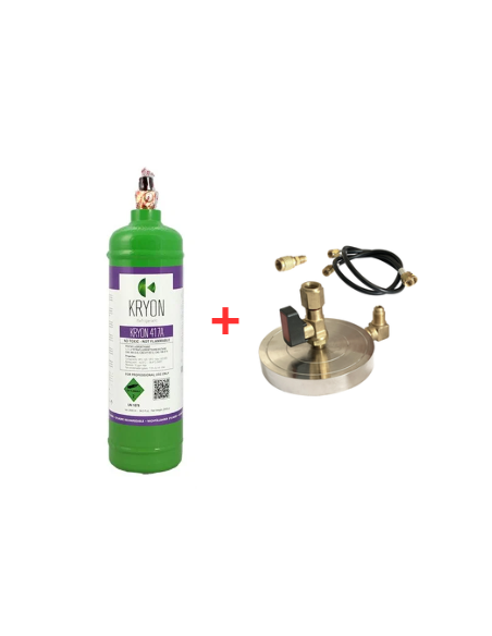 Kältemittel-Set R417A – 1 l – 0,9 kg – 1/4"-Ventil + Trägerplatte