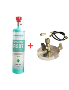 Kit de Gas Refrigerante R507 - 1 Lt - 0,75 kg. - Válvula de 1/4" + Soporte de Placa